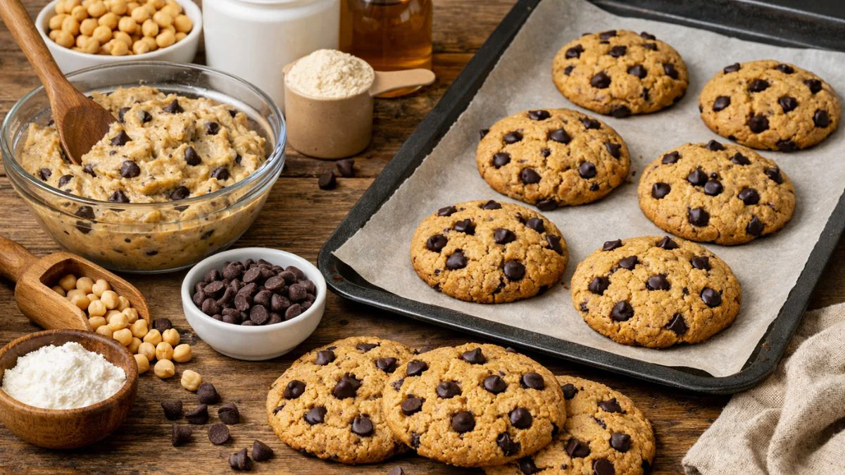 Biscotti proteici con ceci e cioccolato senza glutine e senza uova