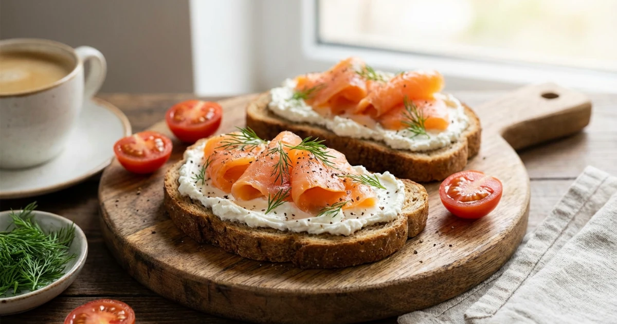 Toast salato con salmone affumicato e formaggio fresco