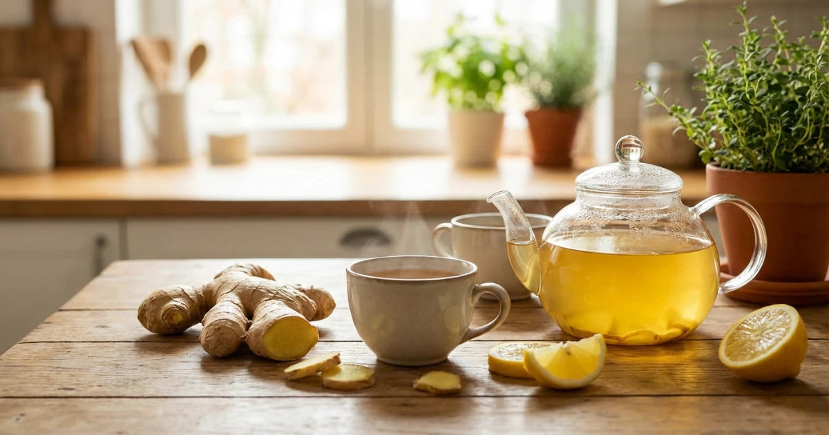 Radice di zenzero fresca tagliata a fette su tagliere di legno con grattugia, spezia termogenica naturale ricca di gingerolo per accelerare il metabolismo